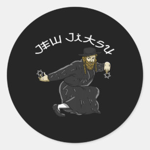 Jew Jitsu Karate Funny Hanukkah Jiu Jitsu Martial  Classic Round Sticker