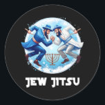 Jew Jitsu Karate Funny Hanukkah Jiu Jitsu Martial  Classic Round Sticker<br><div class="desc">Jew Jitsu Karate Funny Hanukkah Jiu Jitsu Martial Arts Gift 1</div>