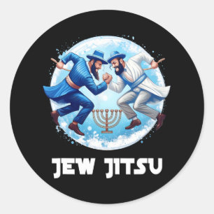 Jew Jitsu Karate Funny Hanukkah Jiu Jitsu Martial  Classic Round Sticker