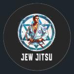 Jew Jitsu Karate Funny Hanukkah Jiu Jitsu Martial  Classic Round Sticker<br><div class="desc">Jew Jitsu Karate Funny Hanukkah Jiu Jitsu Martial Arts Gift 2</div>