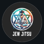 Jew Jitsu Karate Funny Hanukkah Jiu Jitsu Martial  Classic Round Sticker<br><div class="desc">Jew Jitsu Karate Funny Hanukkah Jiu Jitsu Martial Arts Gift 3</div>