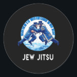 Jew Jitsu Karate Funny Hanukkah Jiu Jitsu Martial  Classic Round Sticker<br><div class="desc">Jew Jitsu Karate Funny Hanukkah Jiu Jitsu Martial Arts Gift</div>