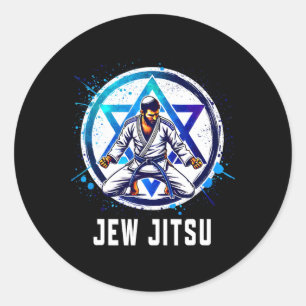 Jew Jitsu Karate Funny Hanukkah Jiu Jitsu Martial  Classic Round Sticker