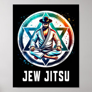 Jew Jitsu Karate Funny Hanukkah Jiu Jitsu Martial Poster