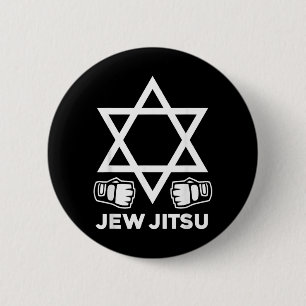 Jew Jitsu Star David Funny Jewish Fighter MMA 6 Cm Round Badge