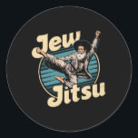 Jew Karate Jitsu Hanukkah Jiu Jitsu Martial Arts D Classic Round Sticker<br><div class="desc">Jew Karate Jitsu Hanukkah Jiu Jitsu Martial Arts Dance</div>