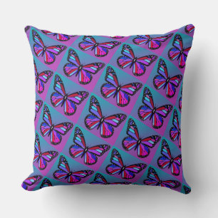 Jewel Butterflies in Purple and Blue Pattern Cushion