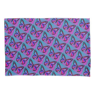 Jewel Butterflies in Purple and Blue Pattern Pillowcase