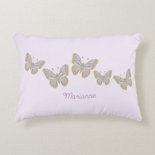 Jewel Butterflies Purple Blue Gold Decorative Cushion