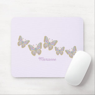Jewel Butterflies Purple Blue Gold Mouse Pad