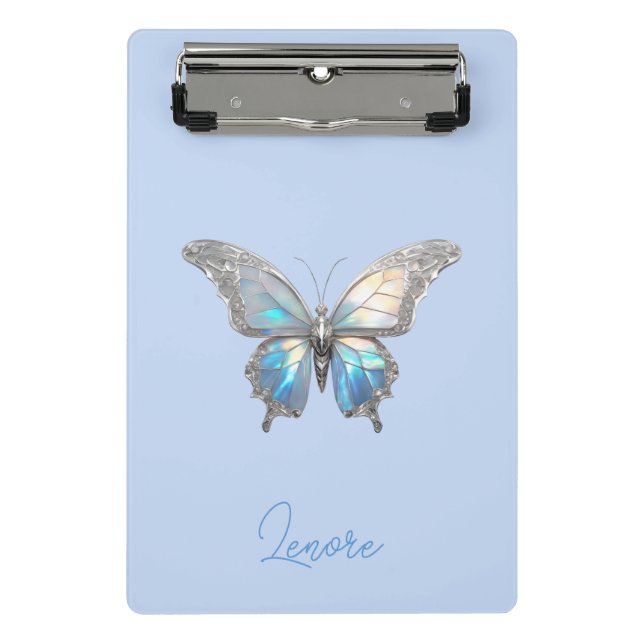 Jewel Butterfly Opal and Silver Mini Clipboard (Front)