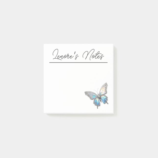 Jewel Butterfly Opal and Silver Post-it Notes (Front)