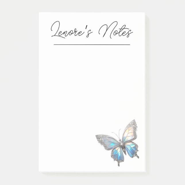 Jewel Butterfly Opal and Silver Post-it Notes (Front)