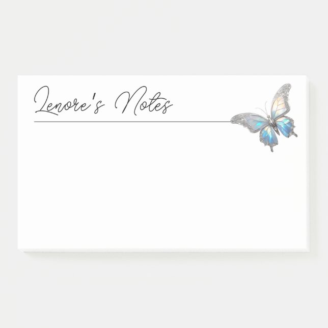 Jewel Butterfly Opal and Silver Post-it Notes (Front)