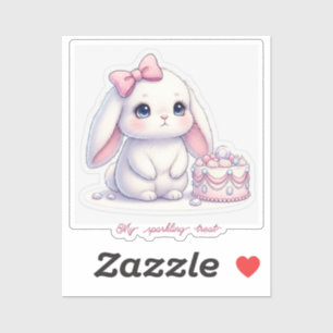 Jewel Cake Bunny - Pink Ribbon & Gemstone Sweet