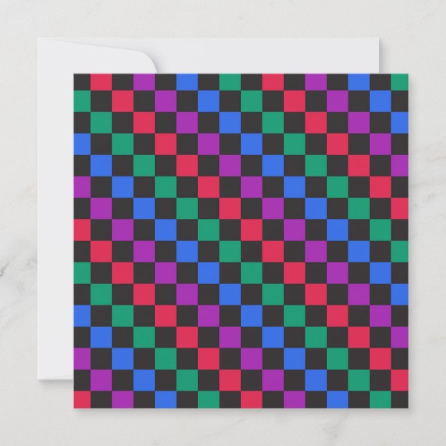 Jewel candy diagonal checkerboard pattern thank you card (Front)