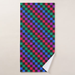 Jewel candy diagonal chequerboard pattern bath towel set