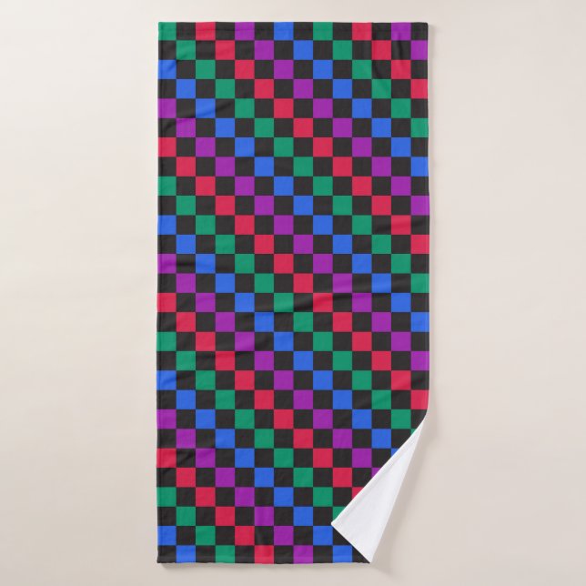 Jewel candy diagonal chequerboard pattern bath towel set (Bath Towel)