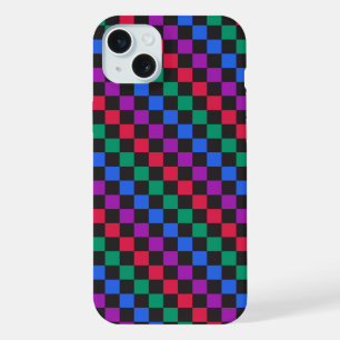 Jewel candy diagonal chequerboard pattern iPhone 15 plus case