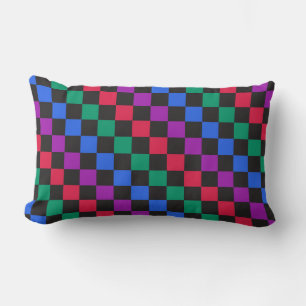 Jewel candy diagonal chequerboard pattern lumbar cushion