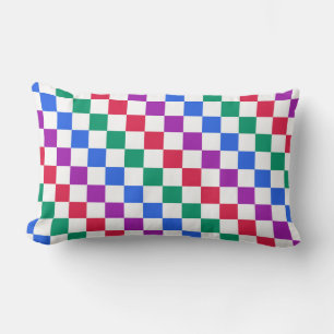 Jewel candy diagonal chequered pattern lumbar cushion