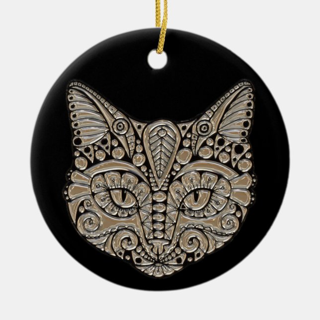 jewel cat ceramic ornament (Front)