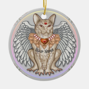 Jewel Cat Gargoyle  Ceramic Ornament