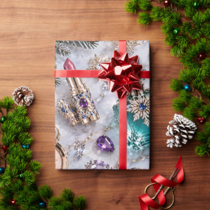 Jewel Cosmetics Blue Purple Christmas Wrapping Paper