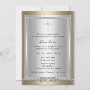 Jewel & Cross Baptism/Christening Invitation
