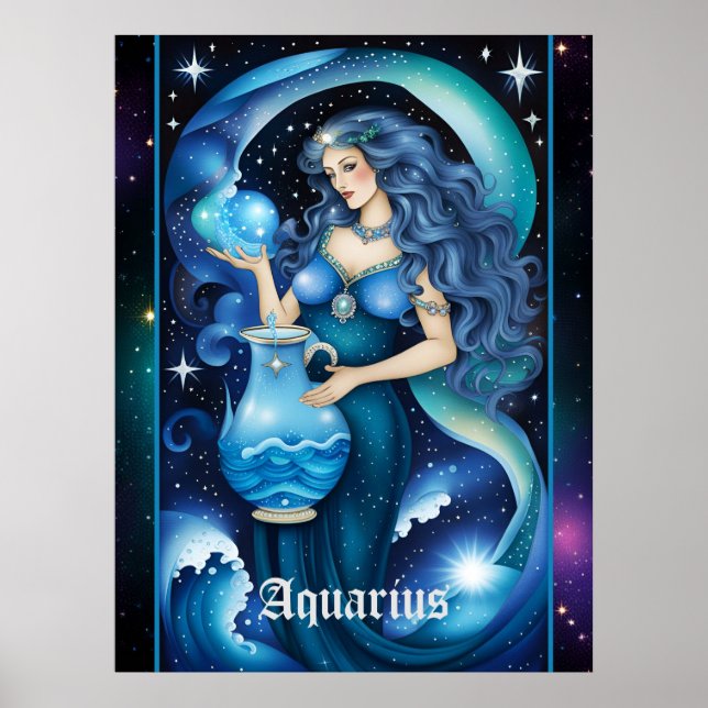 Jewel Galaxy Zodiac Aquarius Poster (Front)