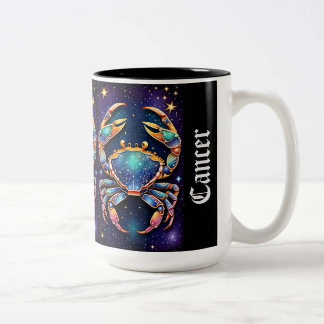 Jewel Galaxy Zodiac Cancer Two-Tone Coffee Mug (Right)
