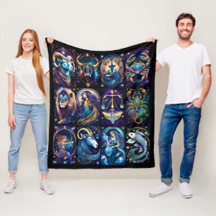 Jewel Galaxy Zodiac Fleece Blanket