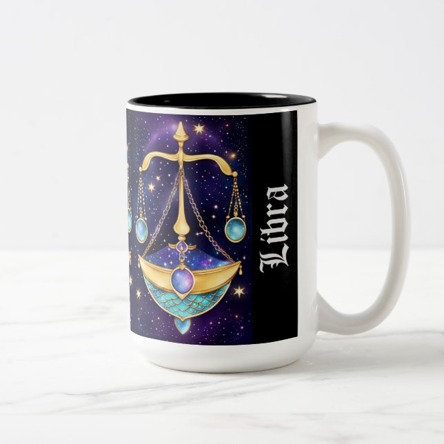 Jewel Galaxy Zodiac Libra Two-Tone Coffee Mug (Right)