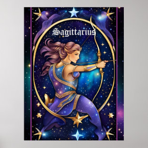 Jewel Galaxy Zodiac Sagittarius Poster
