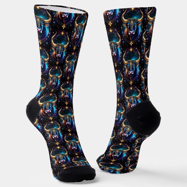 Jewel Galaxy Zodiac Taurus Socks (Angled)