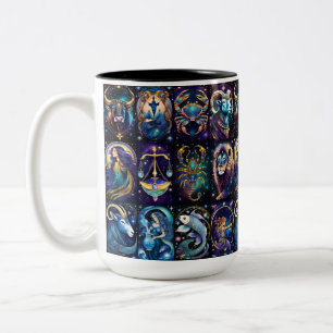 Jewel Galaxy Zodiac   Two-Tone Coffee Mug