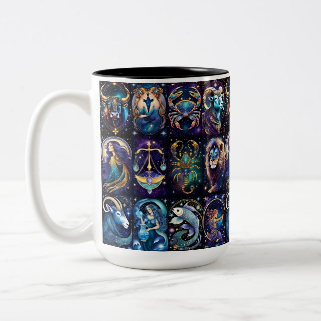 Jewel Galaxy Zodiac   Two-Tone Coffee Mug (Left)