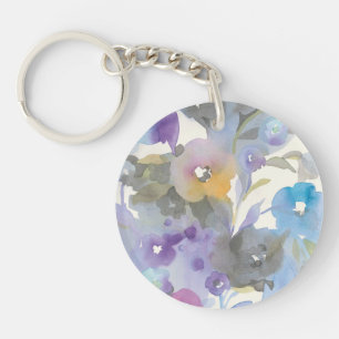 Jewel Garden   Purple Pastel Petals Key Ring
