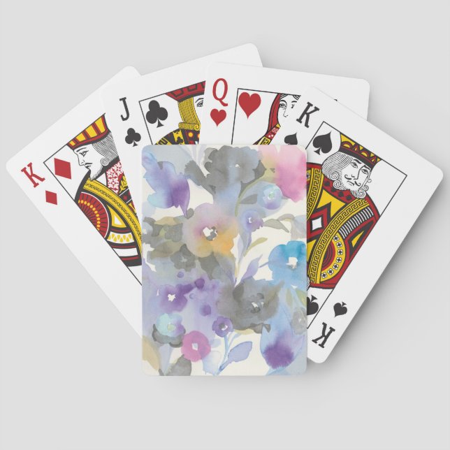 Jewel Garden | Purple Pastel Petals Playing Cards (Back)
