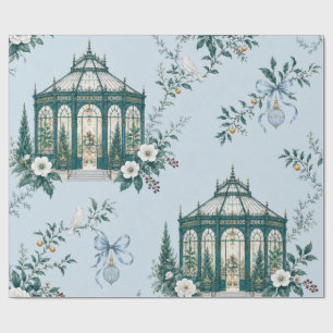 Jewel Glasshouse Ice Blue Christmas Wrapping Paper