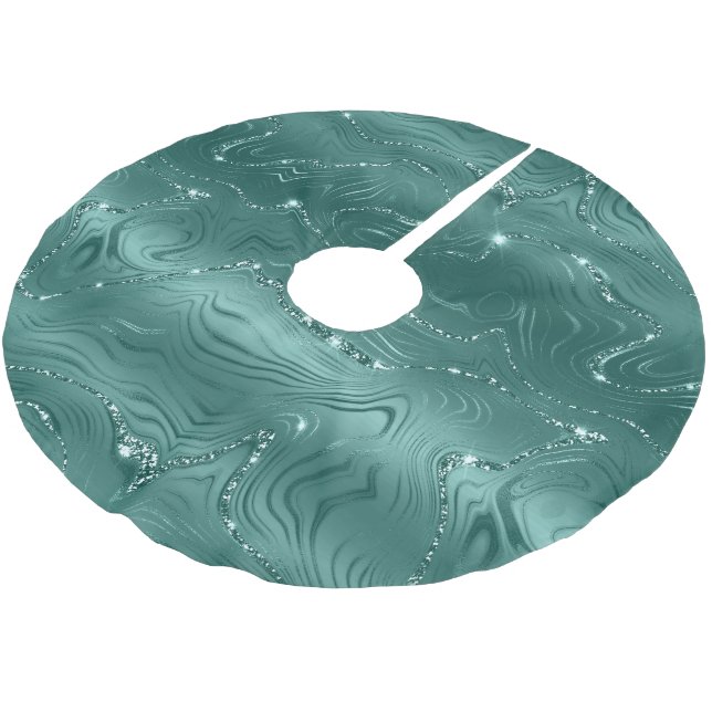 Jewel Green Emerald Glittery Glitzy  Brushed Polyester Tree Skirt (Angled)