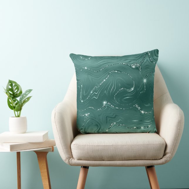 Jewel Green Emerald Glittery Glitzy  Cushion (Chair)