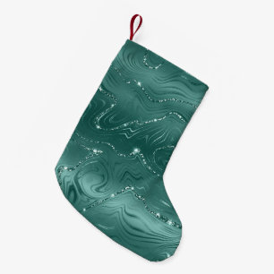 Jewel Green Emerald Glittery Glitzy  Small Christmas Stocking