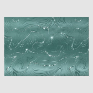 Jewel Green Glittery Glitz Stripes Tissue Paper