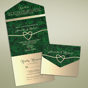 Jewel Green Wedding All In One Invitation