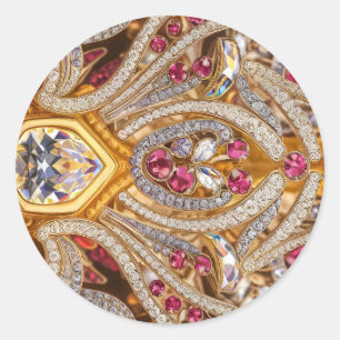 Jewel Majesty: Radiant Gemstone Art Classic Round Sticker