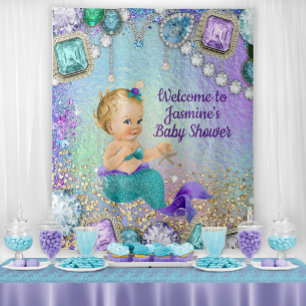 Jewel Mermaid Baby Shower Backdrop Banner Tapestry