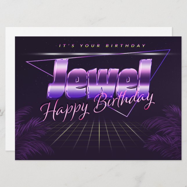 Jewel Name First name lila retro card Birthday (Front/Back)