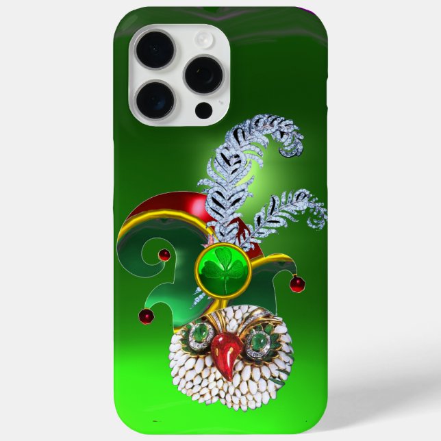 JEWEL OWL, ELF HAT ,SHAMROCK AND DIAMOND FEATHERS Case-Mate iPhone CASE (Back)