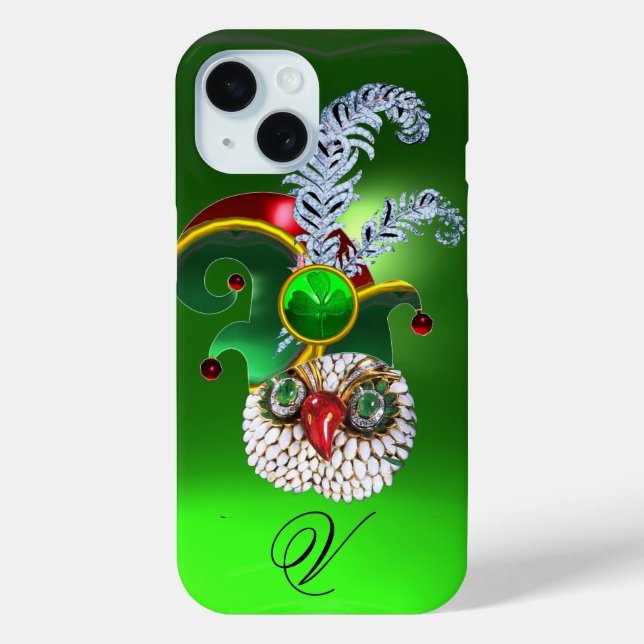 JEWEL OWL, ELF HAT ,SHAMROCK AND DIAMOND FEATHERS Case-Mate iPhone CASE (Back)